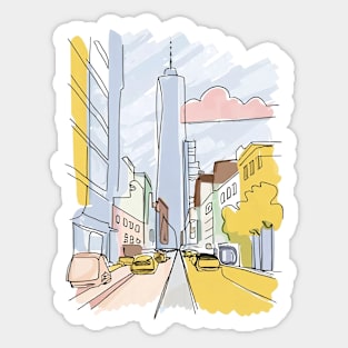 Pastel coloured city skyline Sticker